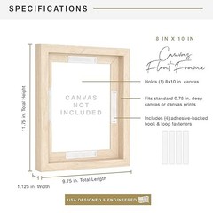 Canvas Float Frames 8×10 Frame Natural Woodgrain Finished Canvases Vertical Wall