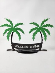 House Warming Metal Welcome home with Palm Trees Veteran owned metal shop USA