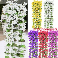 1-3X Artificial Violet Flowers Fake Plant Hanging Outdoor Home Yard Garden Decor