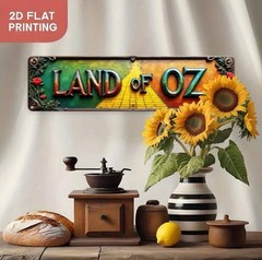 New 16 x 4 LAND OF OZ Metal Sign WIZARD OF OZ Yellow Brick Road TIN Wall Hanging
