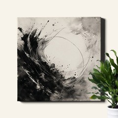 Monochrome Abstract Ink Wall Art minimalist black and white modern art