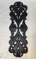 Large Black Carved Wall Panel Plaque Architectural Scroll Decor 36” x 12”