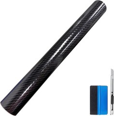 6D High Gloss Black Carbon Fiber Vinyl Wrap Roll with Air Release – Outdoor R…