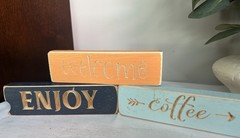 3- Wood Block Inspirational Words Table/Shelf Farmhouse Decor WD14