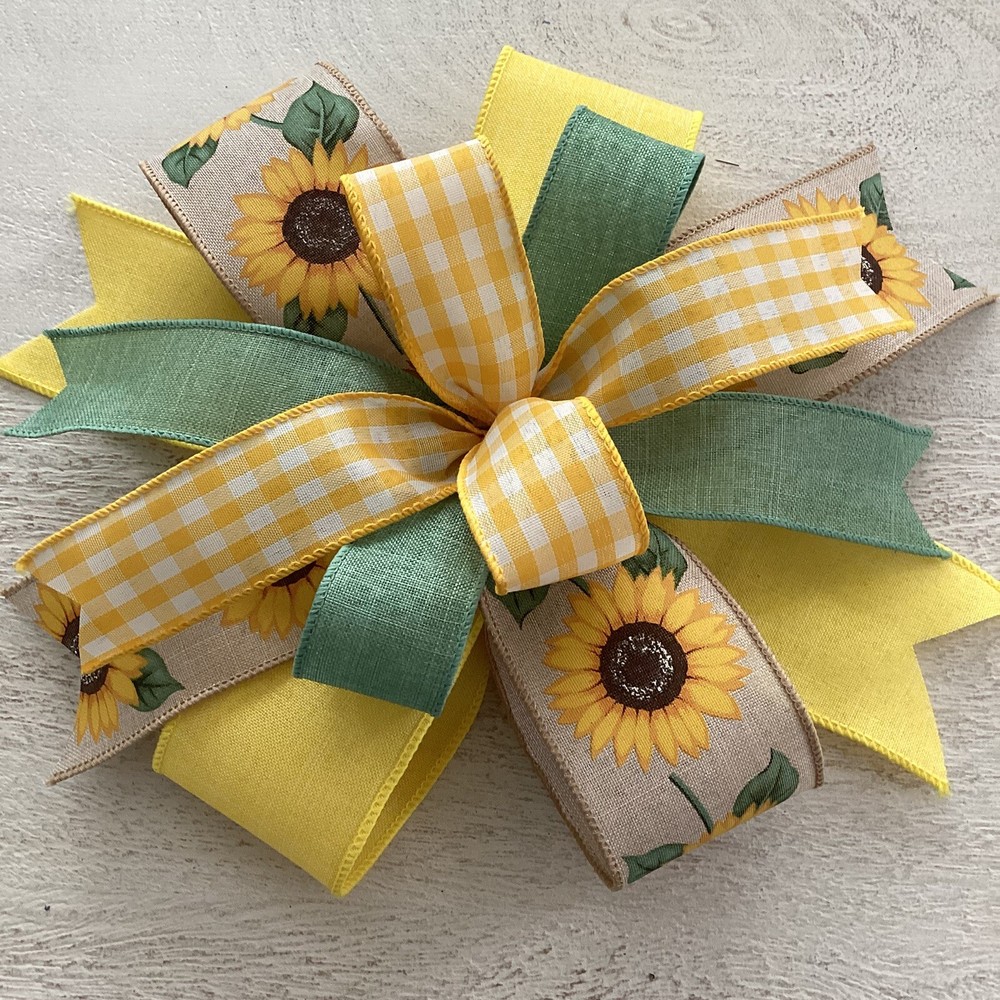 Handmade – Sunflower Wreath Bow, Everyday Bow, Lantern Bow, Sunflower Bow