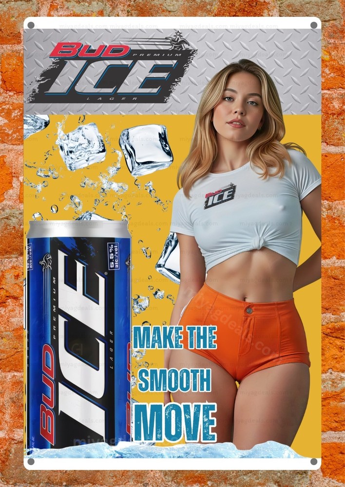 B- ICE Beer Smooth Move Metal Sign Wall Decor Bar, Garage, Man Cave Read Des