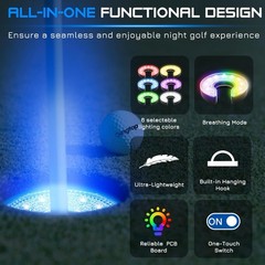 LED Golf Hole Light with Anti-Glare Lens – Battery Operated, Glow in The Dark…