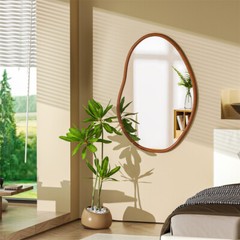 Irregular Wall Mirror Asymmetrical Accent Mirrors Modern Wood Frame Decor Mirror