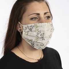 NEW! ~ Reversible Cotton Face Mask~Two Ply Pleated~Watercolor Greenery Pattern
