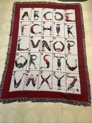 Vintage Williamsburg ComicalHotch Potch Alphabet ArtWoven Tapestry Blanket