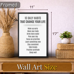 Inspirational Quotes Motivational Poster Home Office Decor Framed Wall Art 11×17