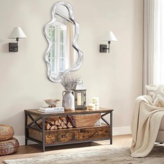 Asymmetrical Mirror Large Irregular Wall Mirror Modern Wood Frame Unique Arti…