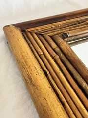 Vintage Bamboo Mirror Rectangular Shape Boho Coastal Chic Style