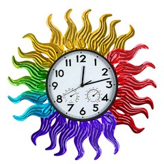 18.5»Sun Outdoor Clock with Thermometer and Hygrometer Combo, Silent Non-Tic…