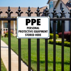 Metal PPE Storage Sign 8×12 Inches Unframed