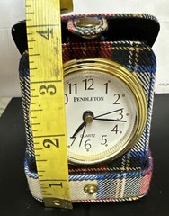 Pendleton Woolen Mills Travel Clock 100% Wool Royal Stewart Case 3”x4”x1”