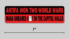 Anti-MAGA Sticker «Antifa Won Two World Wars» Political Humor 7″ Vinyl Decal