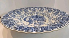 Delfts Blauw RAM Huge 21 Inch Charger Bird Of Paradise Butterfly Scalloped Rim