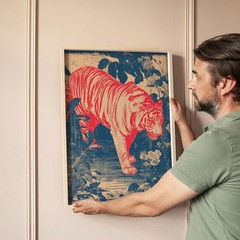 Vintage Japanese Tiger Poster Retro Asian Style Wall Art Traditional Decor