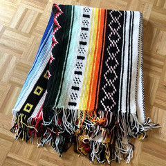 Handmade Knit Blanket Afghan Native American Southwestern Rustic Boho 50″x80″ EC