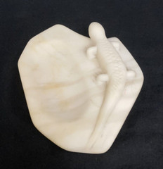 Carved Stone Lizard Trinket Soap Dish Ivory Color Matte Whimsical Boho Figural