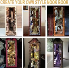 LED Book Nook Kit for Adults, Decorative Bookend Stand-3D, Wooden Puzzle Adults