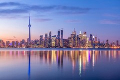 Toronto Canada Skyline CN Tower Night Reflection Lake Ontario Poster 36×24