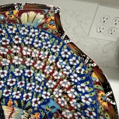 Handpainted Turkish Plate Abt 9.5” Ceramic Decorative Unique Shape