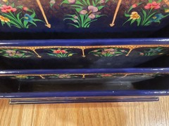 PREOWNED HANDMADE HANdPAINTED PAPIER MACHIE LETTER HOLDER 10″ long X 5″ deep