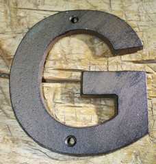 Cast Iron Industrial LETTER G Sign Rustic Brown 5″ tall Alphabet
