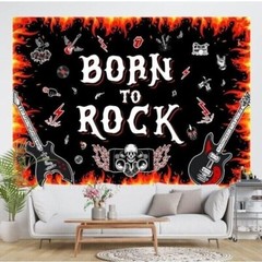 «Born To Rock» Backdrop Banner 7ft x 5ft Flame Theme For Party & Event Decoratio