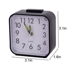 LED Desk Alarm Clock Nightlight Snooze Quiet Battery Powered Bedroom Non Ticking