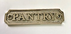PANTRY door sign choose bronze, nickel or brass finish with screws 12.5 x 3.5cm