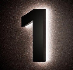 NEW 6 Inch Backlit LED Illuminated House Number 1 Waterproof Stainless Steel