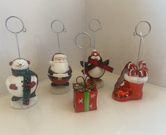 Christmas Holiday Picture Photo Holder Lot 5 Santa Claus Snowman Penguin Kohls