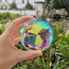 75mm Suncatcher Faceted Round Prism Crystal Glass Rainbow Maker Hanging Decor
