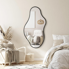 Irregular Wall Mirror, 20″x36″ Black Abstract Asymmetrical Mirrors for Wall, Dec