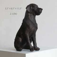 Black Lab Statue 11.5″ Resin Sitting Dog Figurine Home Decor – Modern Puppy