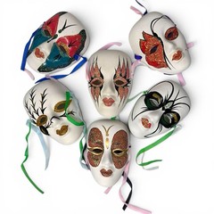 Vintage Ceramic Face Mask Lot Of 12 Mardi Gras Eclectic Wall Hanging Decor