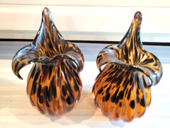 2 GLOBAL AMICI SAFARI GLASS JACK IN THE PULPIT VASES 9 INCHES
