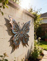 Butterfly Metal Sign, Colorful Garden Outdoor Decor