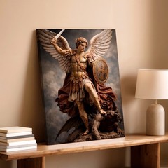 Wall Art Archangel Warrior Angel with Sword Shield Religious Fantasy Print Decor