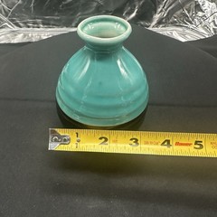 Glossy Teal & Matte Black Colorblock Ceramic Pottery 5″ Small Vase Sake Jug
