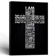 Framed Jesus Cross Canvas Wall Art Print Black and White Christian Picture Pa…