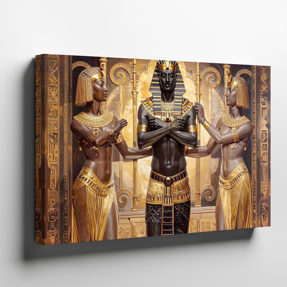 Canvas Wall Art a Symmetrical Composition Featuring a Pharaoh Standing Tall in