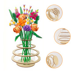 7 in Wooden Acrylic Puzzle Flower Vase Home Decoration for Bouquet Building Set