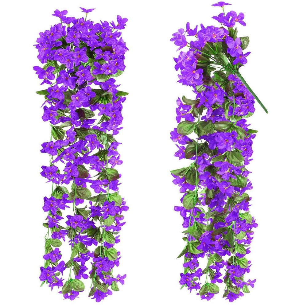 1-3X Artificial Violet Flowers Fake Plant Hanging Outdoor Home Yard Garden Decor