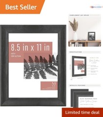 Elegant Black Woodgrain 8.5×11 Picture Frame for Vertical or Horizontal Display