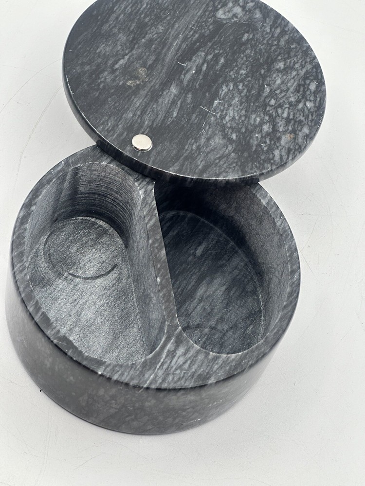 Black Marble Divided Storage Container With Pivoting Slide 5” X 2.25”