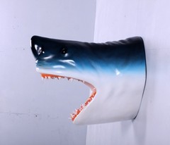 Hanging Great White Shark Head Life Size Statue Wall Decor Mouth Open Fish Prop